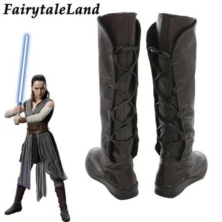 Star Wars The Last Jedi Rey Cosplay Leather Boots Shoes Cust