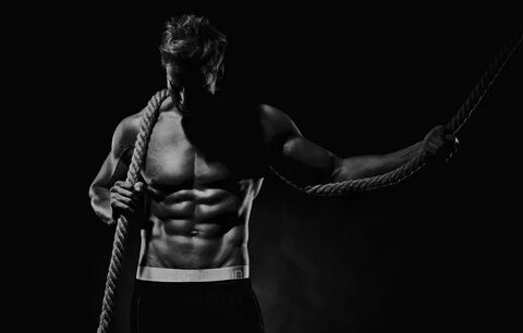 Wallpaper pose, black & white, rope, the cable, muscle, musc