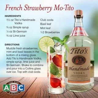 Tito's Handmade Vodka Vodka drinks low calorie, Titos vodka recipes.