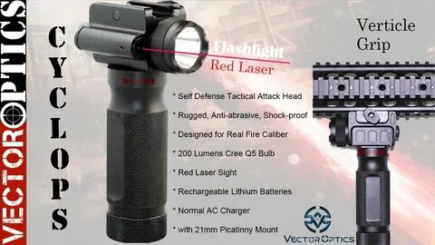 Rifle Vertical Foregrip Grip Q5 LED Flashlight & Red Laser C