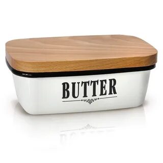 GranRosi Butter Dish Vintage Enamel Butter Container With Ve