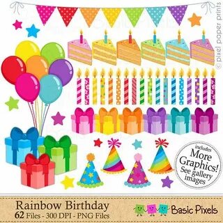 Birthday Clipart Digital Clip Art Rainbow Birthday Etsy Clip