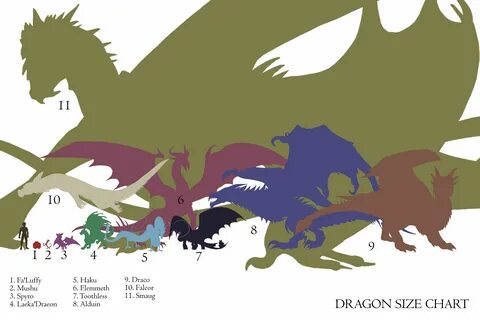 The individual size charts of eleven awesome dragons. Descri