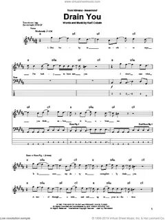 Nirvana - Drain You sheet music for bass (tablature) (bass g