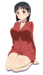 Safebooru - 1girl black hair blue eyes blush bob cut breasts