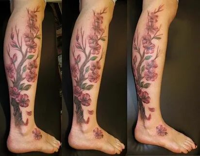 Cherry Tree On Leg Arte Tattoo Fotos E Ideias Para Tatuagens