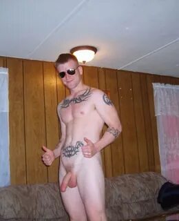 Tattooed Guy Showing His Soft Schlong - Nude Men Selfies