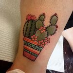 Cute cactus tattoo by Miss Quartz. #traditional #cute #MissQ