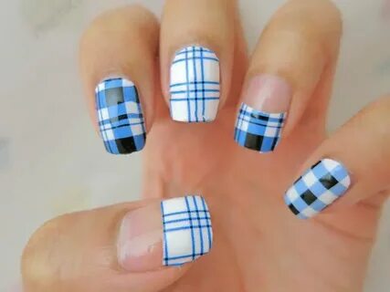 Blue Plaid Nail Wrap A1019 - chichicho Plaid nails, Plaid na