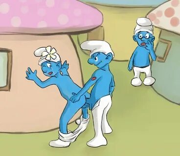 Xbooru - anal ass ass grab blue skin brainy brainy smurf dog