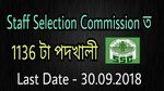Staff Selection Commission Recruitment 2018: 1136 Selection 
