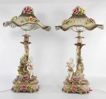 Capodimonte Table Lamps - Feb 16, 2014 Leonard Auction, Inc.