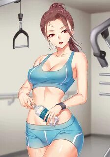 Taking a sip during her workout Original Softcore Hentai Tru