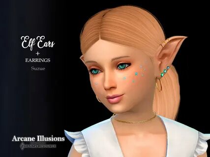 The Sims Resource - Arcane Illusions Elf Ears + Earrings Chi