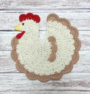 Chicken Pot Holder Crochet Rooster Hen Hot Pad Potholder Ets