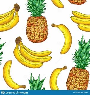 Tropical Pattern with Pineapple and Banana Stock Vector - Il