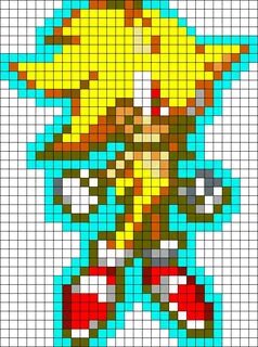 Super Sonic bead pattern Pixel art grid, Easy pixel art, Pix
