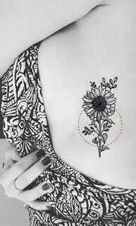 Sunflower side boob tattoo ideas