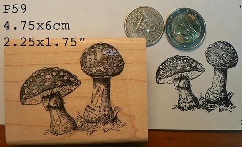 styleishere.com Wood Stamps Stamps P59 Vintage Mushrooms rub