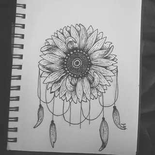 Sunflower dream catcher drawing Sunflower mandala tattoo, Ma