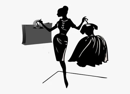 Women Shopping Black And White , Free Transparent Clipart - 