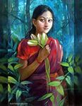 Indian Painting Girl With Flower on Behance