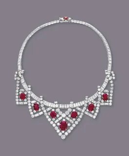 A RUBY AND DIAMOND NECKLACE, BY CARTIER