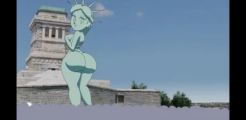 tansau, statue of liberty, big ass, big butt, covering breasts, looking bac...
