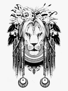 Totem Drawing Lion - Transparent Tattoo Lion Png , Free Tran