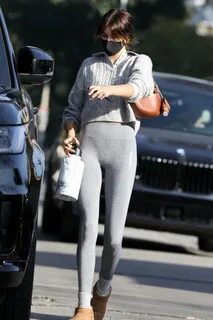 kaia gerber looks fit in grey leggings as she leaves a priva