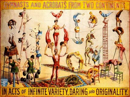 Vintage circus acrobats fairground metal retro wall sign pla