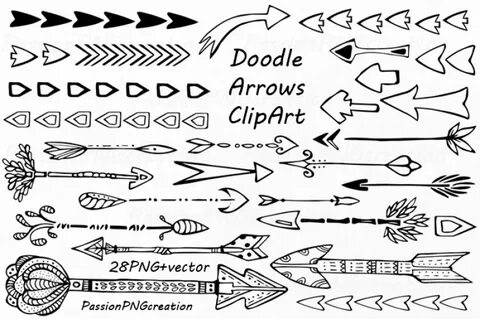 Hand Drawn Arrows Clipart, Doodle arrow clip art By PassionP