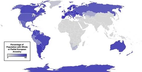 The global diaspora: European ancestry around the world. - V