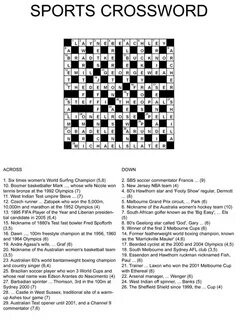 Sports Crossword AFL Fans 15x15