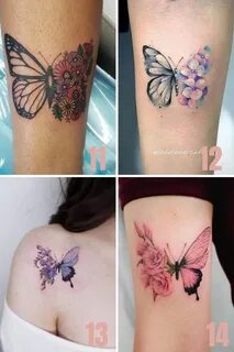 31 Beautiful Half Butterfly Half Flower Tattoo Ideas - tatto