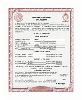 Mexico Birth Certificate Template Fresh Sample Marriage Cert