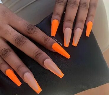 P i n t e r e s t : @ alesshaa Orange acrylic nails, Orange 