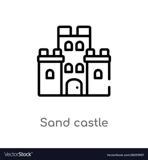 Outline sand castle icon isolated black simple Vector Image