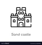 Outline sand castle icon isolated black simple Vector Image