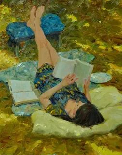 David Hettinger Reading art, Female art, Girl reading