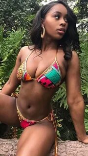 Ebony and caucasian bikini