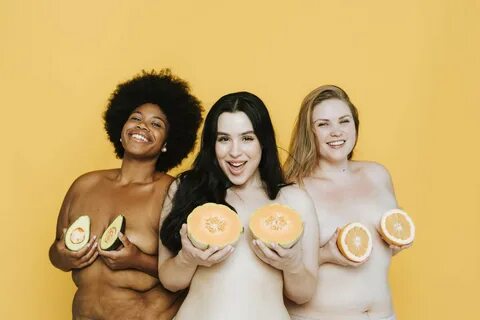 Women holding their boobs