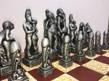 Beautiful Erotic Chess Set. Kama Sutra Themed Old Chess Set 