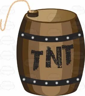Brown Wooden Barrel With Tnt Painted On Side With Long Fuse 
