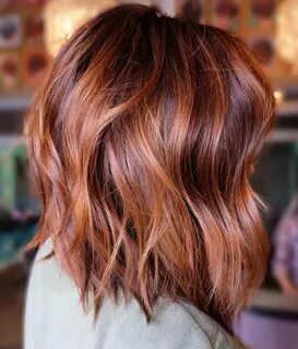 Burgundy And Copper Balayage Lob Hair styles, Long bob hairs