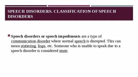 Speech disorders or speech impediments are a type of communi