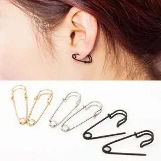 10 pairs/lot Gold Silver Black Plated Pin Hoop Earrings Safe