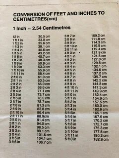 Feet & inches to centimetres Conversion chart math, Math mea