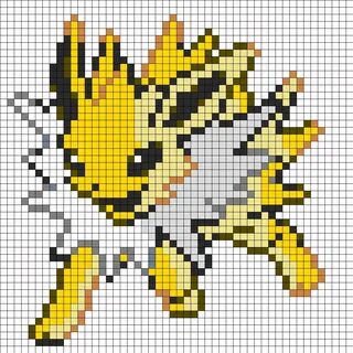 Jolteon Kandi Pattern Pixel art pokemon, Pokemon cross stitc