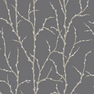 Rasch Allure Pussy Willow Tree Wallpaper Charcoal, Silver (3